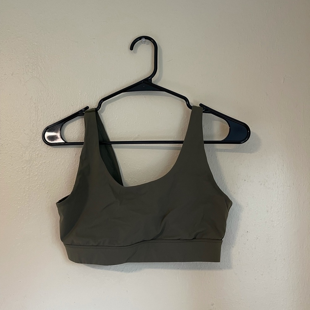 STV OV collab olive green sports bra (small) and biker shorts (medium)